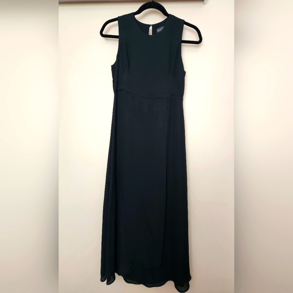 Banana Republic 100% Silk Sleeveless Layered Maxi Dress ~BLACK ~SIZE 2